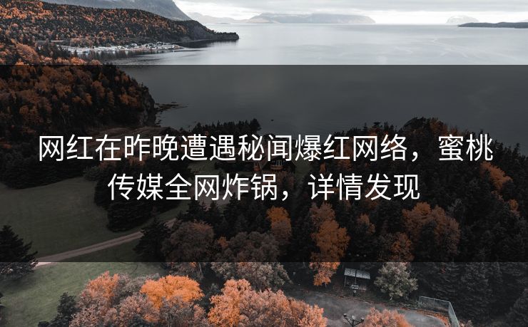网红在昨晚遭遇秘闻爆红网络，蜜桃传媒全网炸锅，详情发现