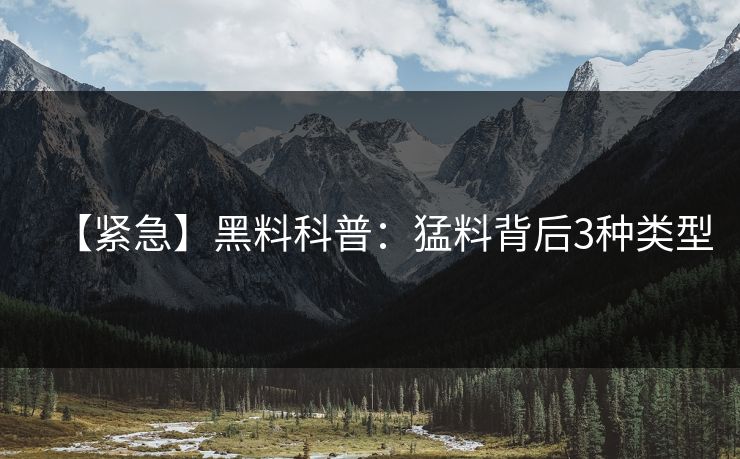 【紧急】黑料科普：猛料背后3种类型